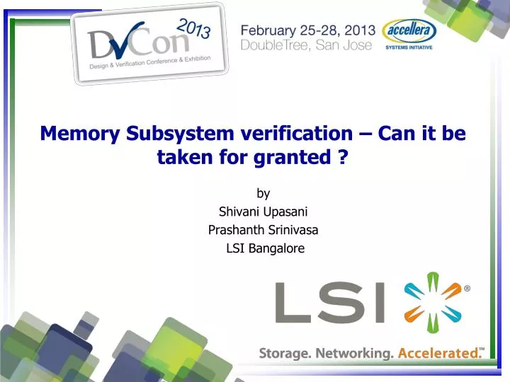 memory subsystem verification can it be taken for granted