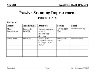 Passive Scanning Improvement