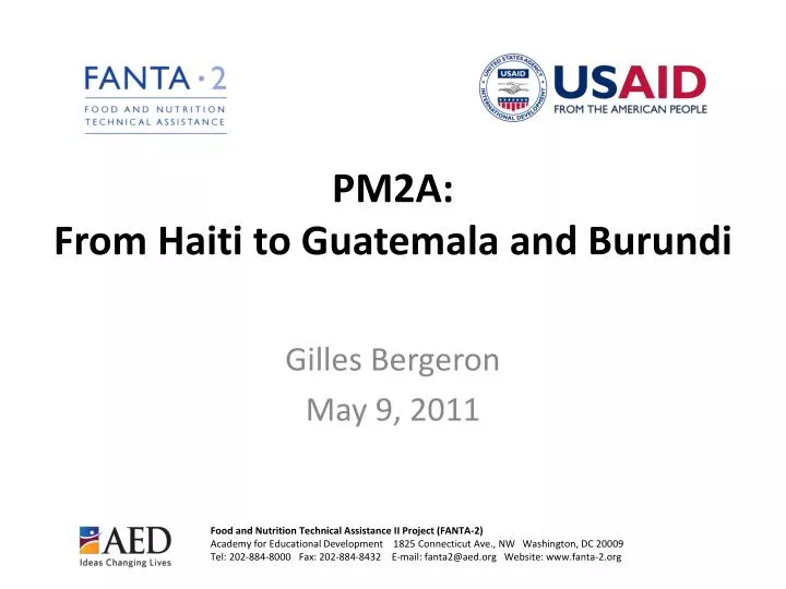 pm2a from haiti to guatemala and burundi