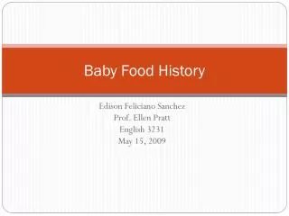 Baby Food History