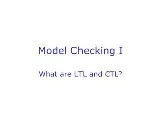 Model Checking I