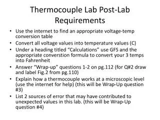 Thermocouple Lab Post-Lab Requirements