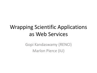 Wrapping Scientific Applications as Web Services