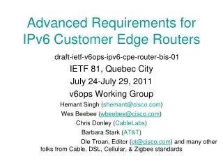 Advanced Requirements for IPv6 Customer Edge Routers