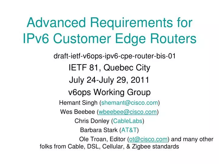 advanced requirements for ipv6 customer edge routers