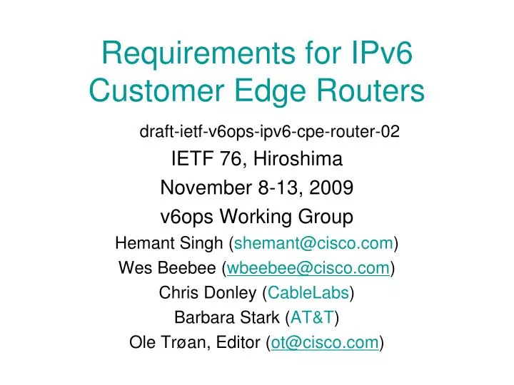 requirements for ipv6 customer edge routers