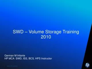 SWD – Volume Storage Training 2010