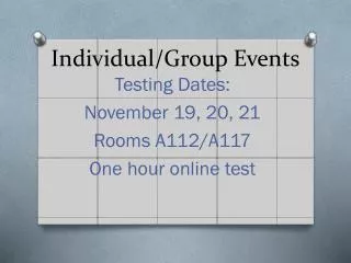 Individual/Group Events