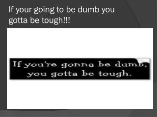 If your going to be dumb you gotta be tough!!!