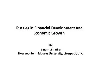 Puzzles in Financial Development and Economic Growth