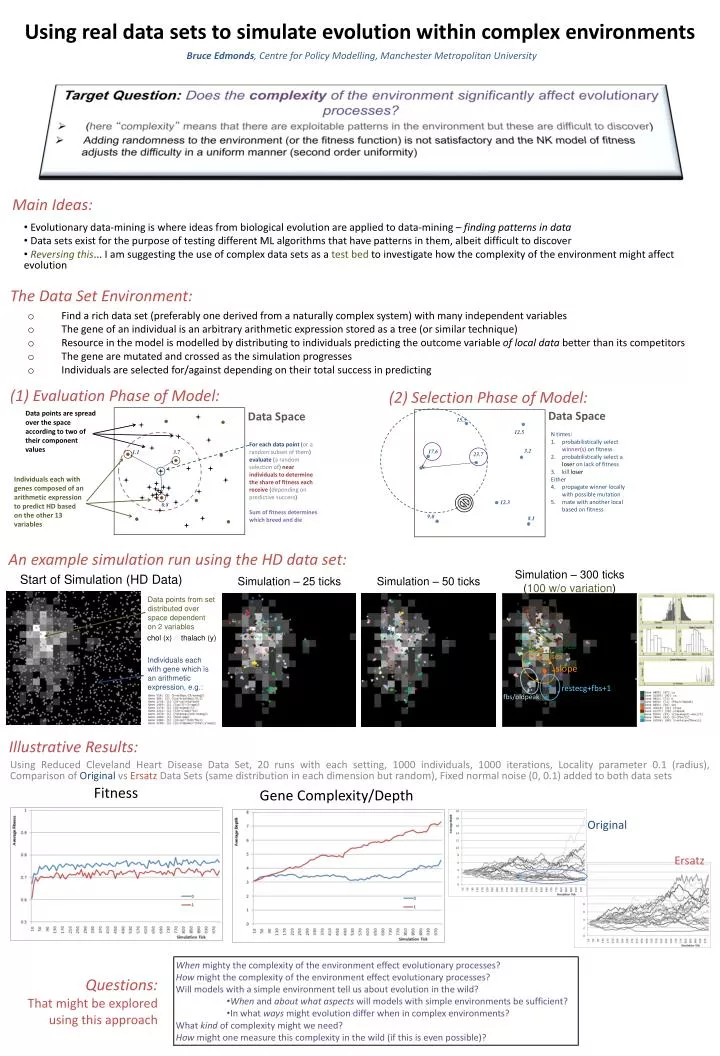 using real data sets to simulate evolution within complex environments