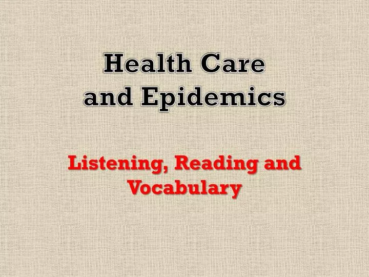 health care and epidemics