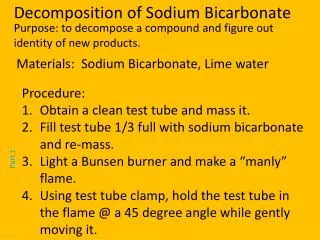 Decomposition of Sodium Bicarbonate