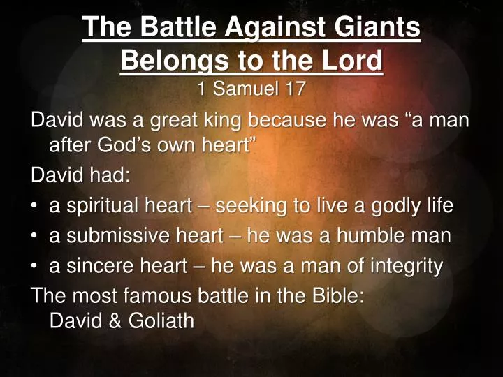 the battle against giants belongs to the lord 1 samuel 17