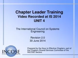 Chapter Leader Training Video Recorded at IS 2014 UNIT 4