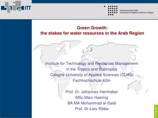Green Growth: the stakes for water resources in the Arab Region