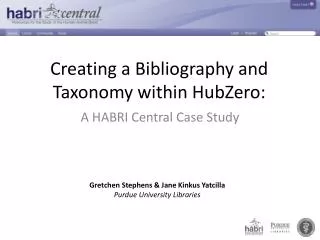 Creating a Bibliography and Taxonomy within HubZero :