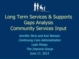 Long Term Services &amp; Supports Gaps Analysis Community Services Input