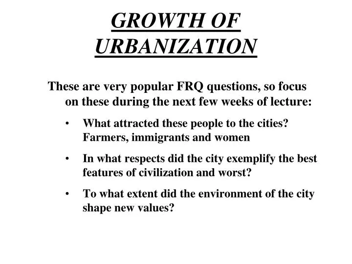 growth of urbanization
