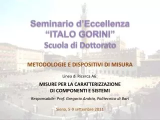 Seminario d’Eccellenza “ITALO GORINI” Scuola di Dottorato