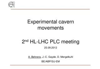 Experimental cavern movements 2 nd HL-LHC PLC meeting 25.09.2012