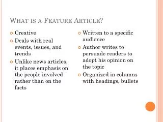 What is a Feature Article?