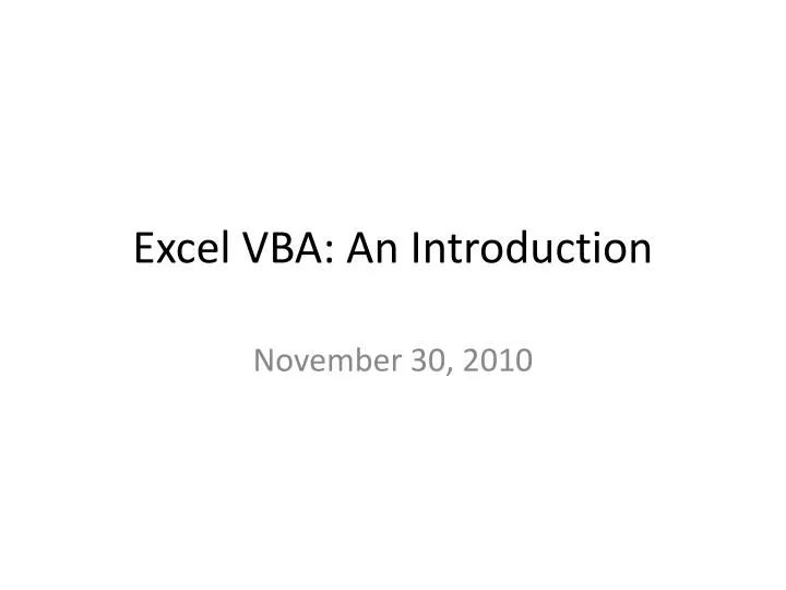 excel vba an introduction