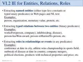 VI.2 IE for Entities, Relations, Roles