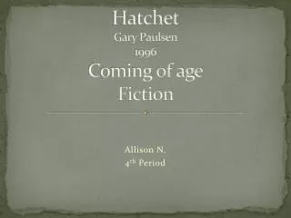 Hatchet Gary Paulsen 1996 Coming of age Fiction