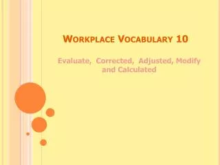Workplace Vocabulary 10