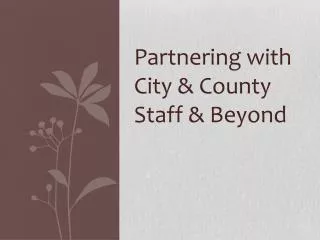 Partnering with City &amp; County Staff &amp; Beyond