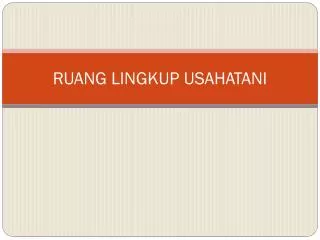 ruang lingkup usahatani