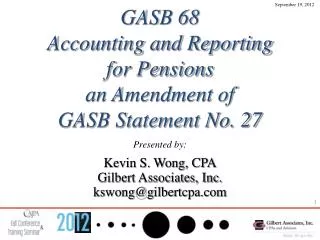 GASB 68 Accounting and Reporting for Pensions an Amendment of GASB Statement No. 27