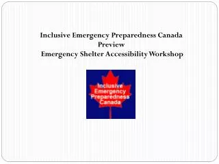 Inclusive Emergency Preparedness Canada Preview Emergency Shelter Accessibility Workshop
