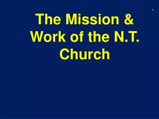 The Mission &amp; Work of the N.T. Church