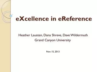 eXcellence in eReference