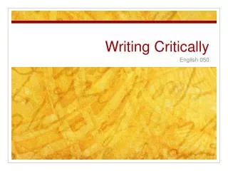 Writing Critically