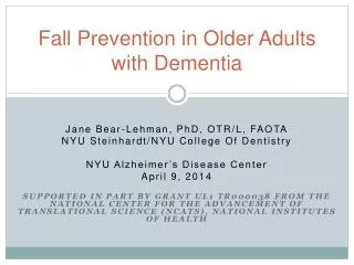 Fall P revention in Older A dults with Dementia