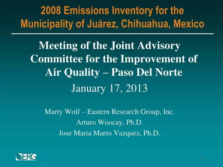 2008 emissions inventory for the municipality of ju rez chihuahua mexico