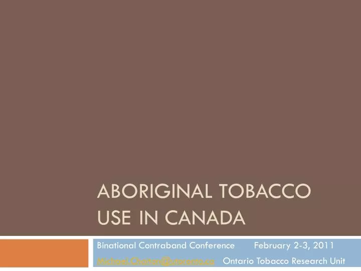 aboriginal tobacco use in canada