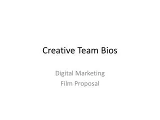 Creative Team Bios