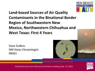 Dave DuBois NM State Climatologist NMSU