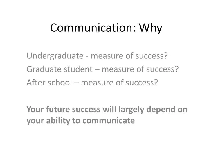 communication why