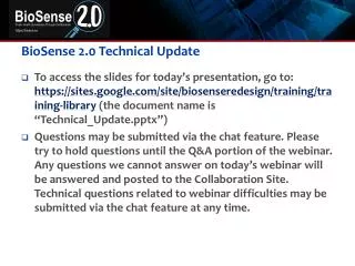 BioSense 2.0 Technical Update