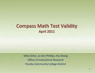 Compass Math Test Validity April 2011