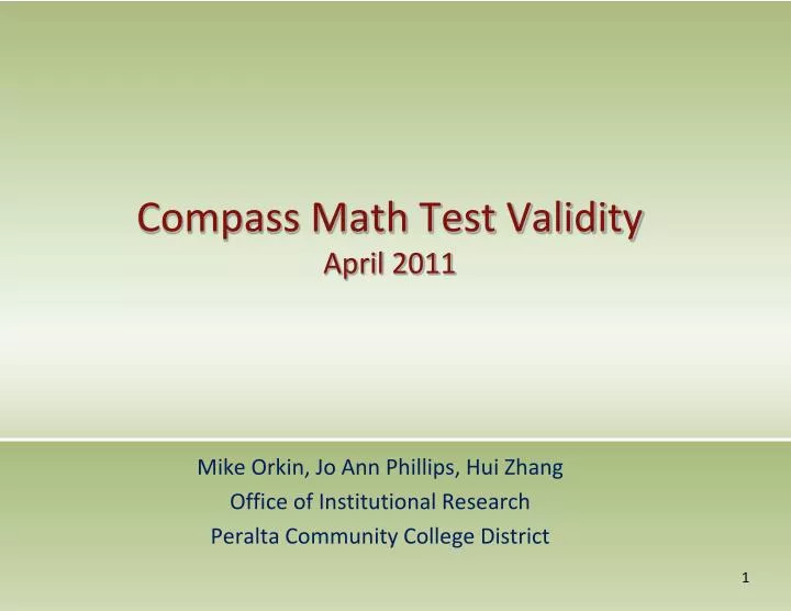 compass math test validity april 2011