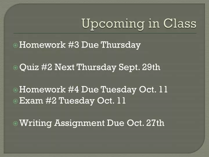 upcoming in class