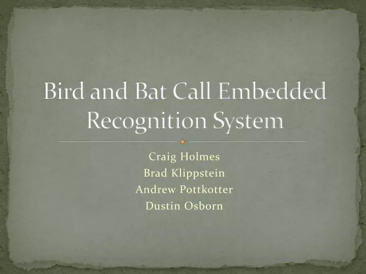bird and bat call embedded recognition system
