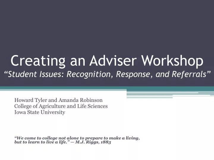 creating an adviser workshop student issues recognition response and referrals