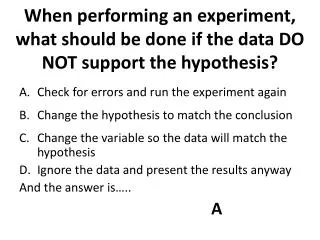 When performing an experiment, what should be done if the data DO NOT support the hypothesis?